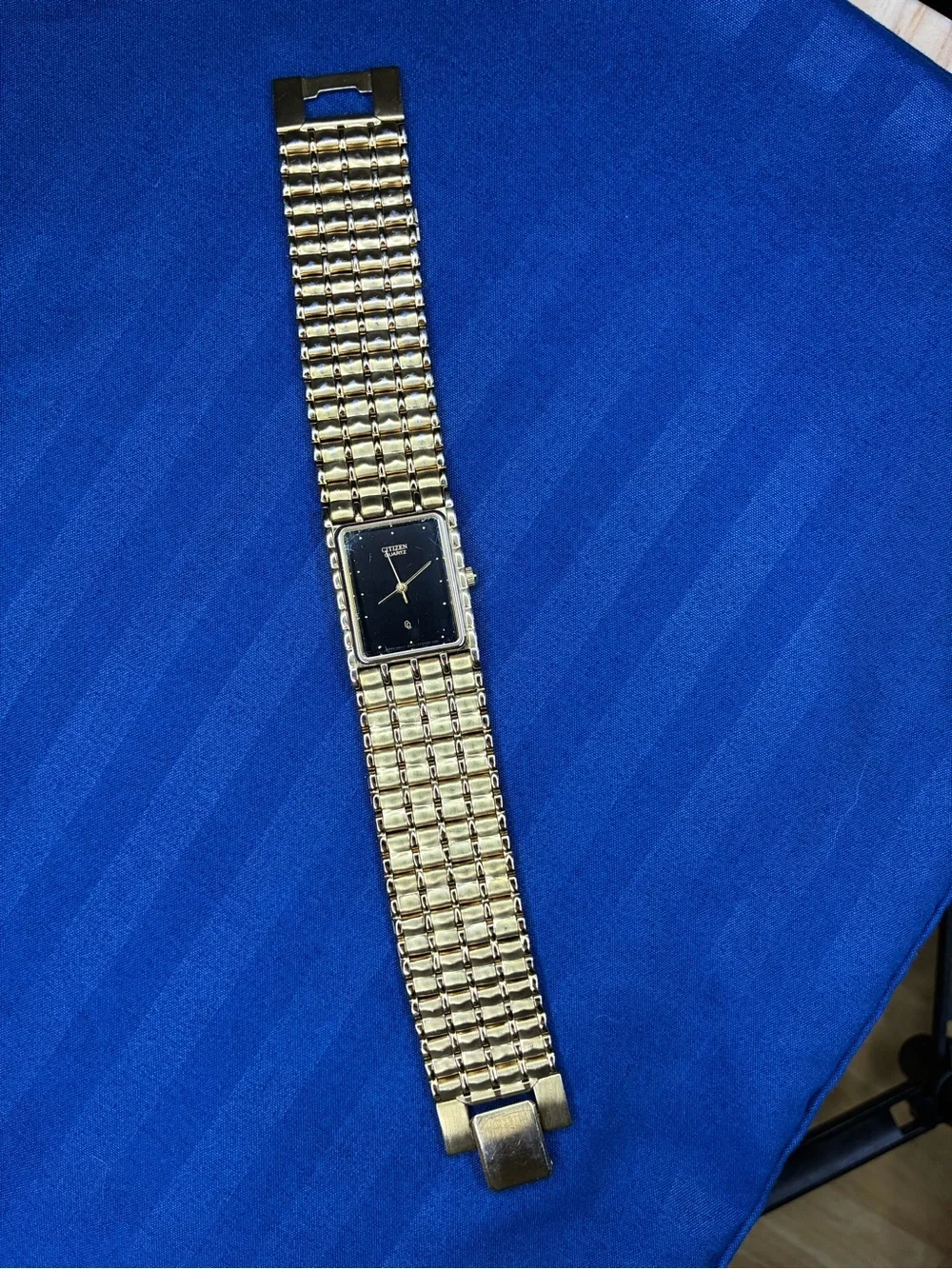 Citizen Gold-Tone Bracelet Watch with Black Square Dial